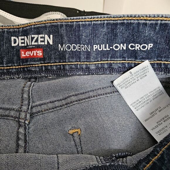 Levis Denizen Modern Pull On Cropped Jeans Womens Size 6 Wide Waistband Stretch - Picture 6 of 9